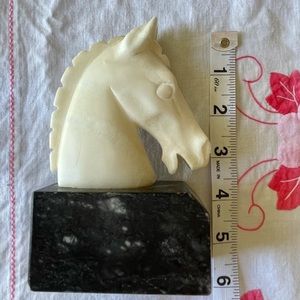 Hand carved Alabaster Horse Head on marble base